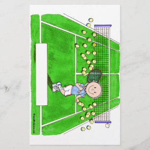 Tennisspieler, Männlich - Personalisierter Cartoon Briefpapier
