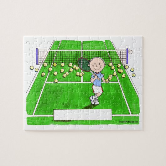 Tennisspieler, Männlich - Personalisierter Cartoon Puzzle (Horizontal)
