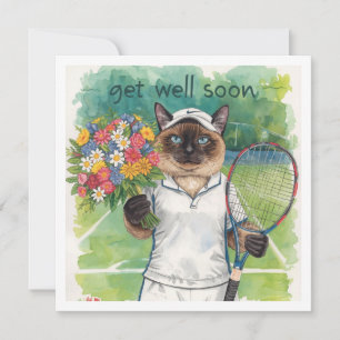 Tennisspieler Mit den Blume in der Hand machen sic Karte