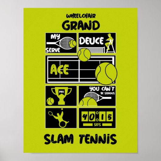 Tennisspieler mit Rollstuhl Poster (Vorne)
