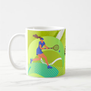 Tennisspieler mit Schläger und Ball Geburtstag Kaffeetasse