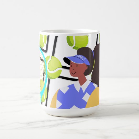 Tennisspieler mit Tennisplatz Kaffeetasse (Mittel)