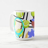 Tennisspieler mit Tennisplatz Kaffeetasse (Vorderseite Links)