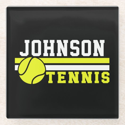 Tennisspieler NAME Ball Game Court Personalisiert Glasuntersetzer (Vorderseite)