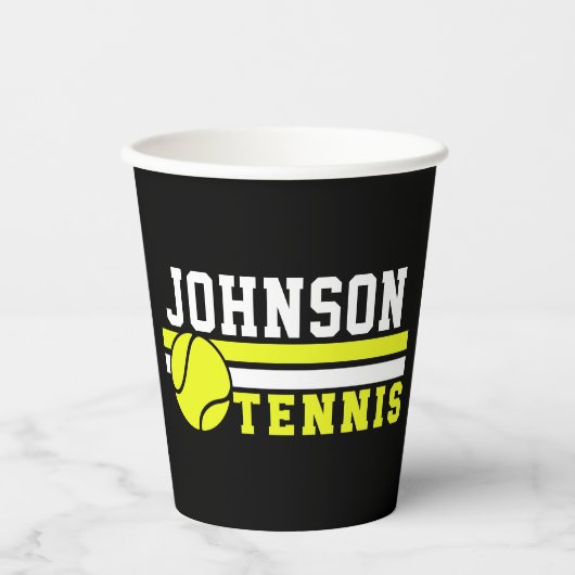 Tennisspieler NAME Ball Game Court Personalisiert Pappbecher (Vorderseite)