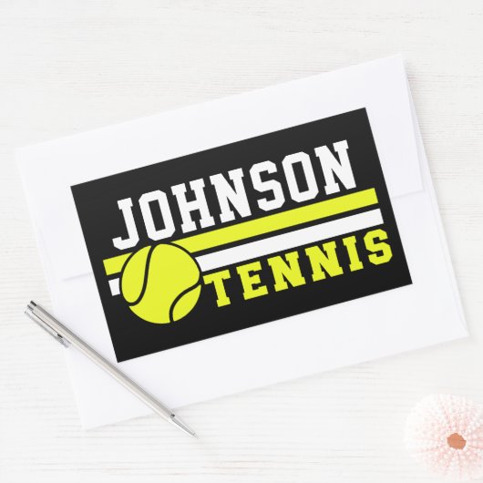 Tennisspieler NAME Ball Game Court Personalisiert Rechteckiger Aufkleber (Umschlag)