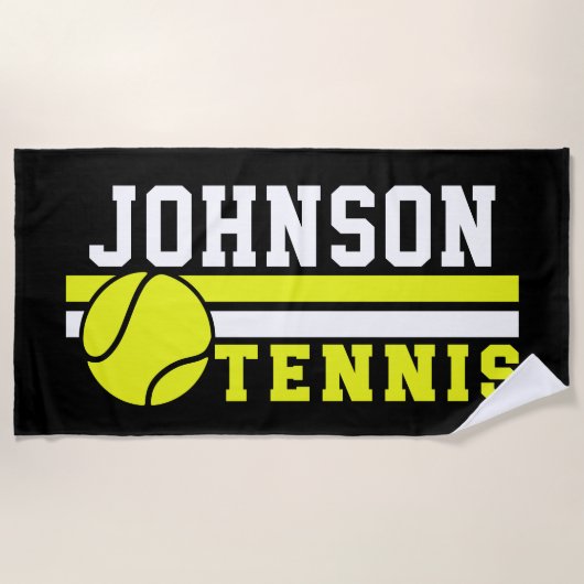 Tennisspieler NAME Ball Game Court Personalisiert Strandtuch (Vorderseite)