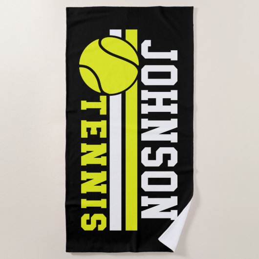 Tennisspieler NAME Ball Game Court Personalisiert Strandtuch (Vorderseite)