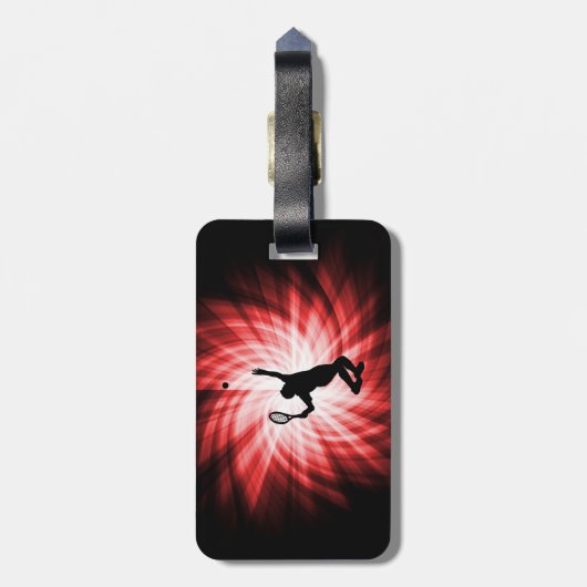 Tennisspieler; Rot Gepäckanhänger (Rückseite vertikal)