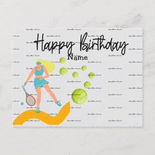 Tennisspieler spielt Happy Birthday Grußkarte Postkarte