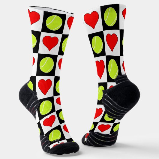 Tennisspieler Tennis Balls & Herz Pattern Sport Socken (Gewinkelt)