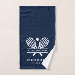 Tennisspieler und Country Club Name Navy Blue Handtuch