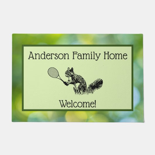 Tennisspieler und Text mit grüner Grenze Fußmatte (Vorderseite)