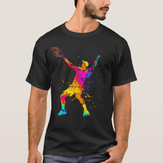 Tennisspieler Wasserfarbe Spritzer Farbige Tennis T-Shirt