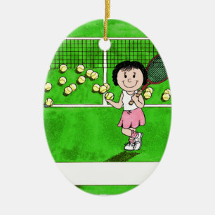 Tennisspieler, Weibliche - Geschenk für Personalis Keramik Ornament