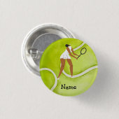 Tennisspielerin auf Tennis-Hintergrund Button (Vorne & Hinten)