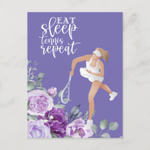 Tennisspielerin Eat Sleep Tennis Repeat Zitat Postkarte