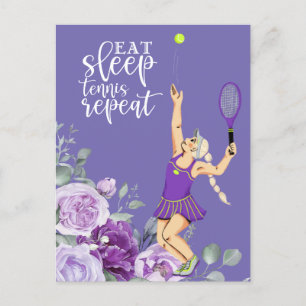 Tennisspielerin Eat Sleep Tennis Wiederholung von Postkarte