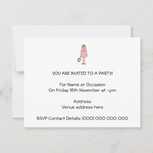 Tennisspielerin Einladung (Vorderseite)