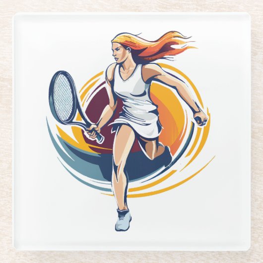 Tennisspielerin Glasuntersetzer (Vorderseite)