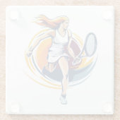 Tennisspielerin Glasuntersetzer (Rückseite)