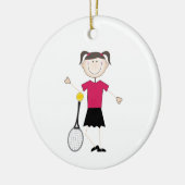 Tennisspielerin Keramik Ornament (Links)