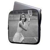 Tennisspielerin Laptopschutzhülle (Vorderseite Links)