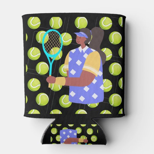 Tennisspielerin mit Balls für Party Dosenkühler (Rückseite)
