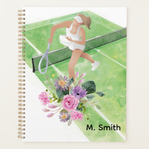 Tennisspielerin mit Blumen und Schläger Planer