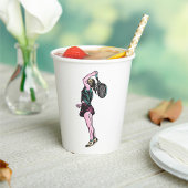 Tennisspielerin Pappbecher
