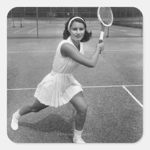Tennisspielerin Quadratischer Aufkleber