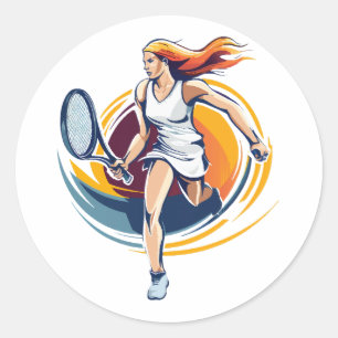 Tennisspielerin Runder Aufkleber