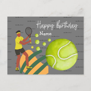 Tennisspielerin spielt Happy Birthday Grußkarte Postkarte