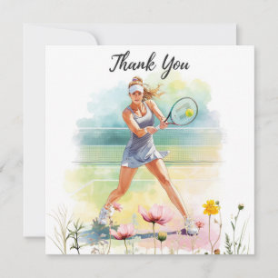 Tennisspielerin spielt Tennis Dankeskarte