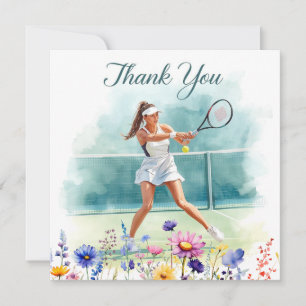 Tennisspielerin spielt Tennis Dankeskarte
