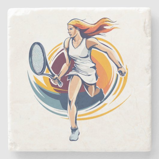 Tennisspielerin Steinuntersetzer (Vorderseite)