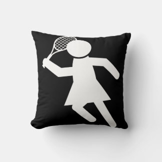 Tennisspielerin - Tennissymbol (auf schwarz) Kissen