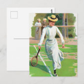 Tennisspielerin, um 1900 postkarte (Vorne/Hinten)