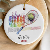 Tennisspielerschläger personalisiert keramik ornament