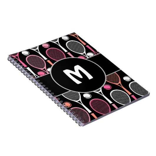 Tennisspielerteam Name Personalisiert Mit Monogram Notizblock (Rechte Seite)