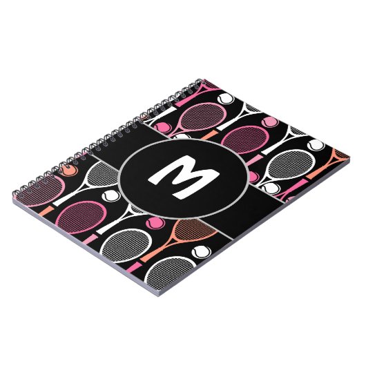 Tennisspielerteam Name Personalisiert Mit Monogram Notizblock (Linke Seite)