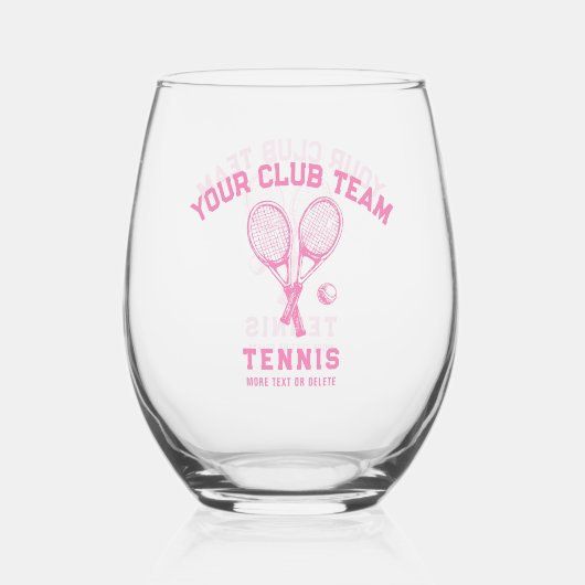 Tennisspielerteam Name Personalisiert Rosa Weinglas Ohne Stiel (Vorderseite)