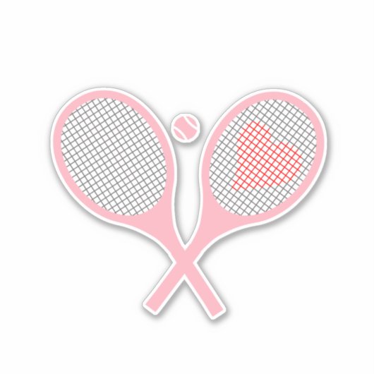 Tennisspielgeräte für Pastellherz und Balldesign Aufkleber (Vorderseite)