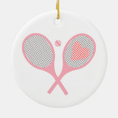 Tennisspielgeräte für Pastellherz und Balldesign Keramik Ornament (Hinten)