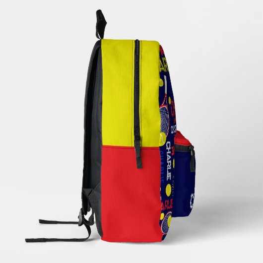 Tennissport Rot-Gelb-individuelle Name Bedruckter Rucksack (Links)