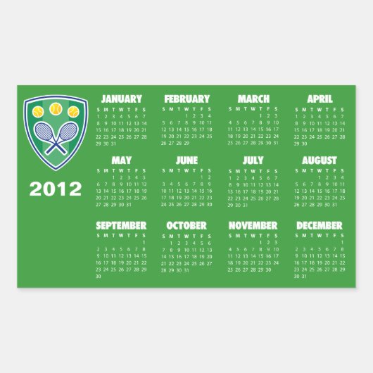 Tennisstickergeschenk mit Kalender Rechteckiger Aufkleber (Vorderseite)