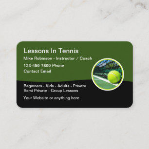 Tennisstunden Trainer Visitenkarten Visitenkarte