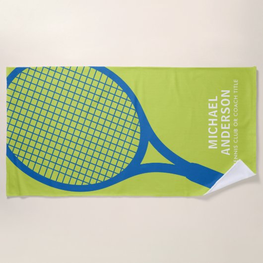 Tennistrainer oder Spielerrakete personalisierter Strandtuch (Vorderseite)