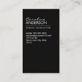 Tennistrainer / Trainer / Spieler schwarz Visitenkarte (Rückseite)