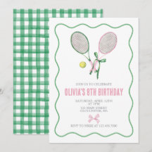 Tennisvorbereitung Karo-Geburtstagseinladung
